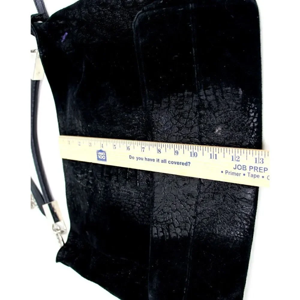 SOFIA CARDONI MADE IN ITALY BLACK SUEDE CROCO PRINT SHOULDER BAG HANDBAG HOBO